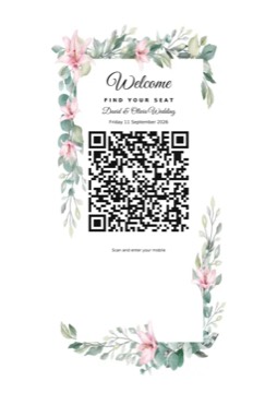 Flower 9 check-in barcode sign sample