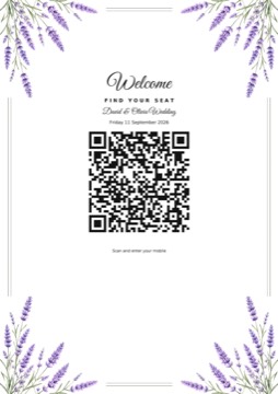Lavender check-in barcode sign sample