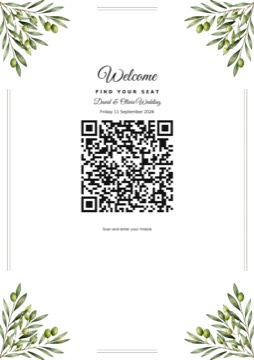 Olive check-in barcode sign sample
