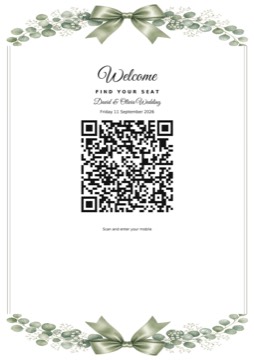 Ribbon Bow check-in barcode sign sample