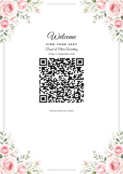 Rose check-in barcode sign sample
