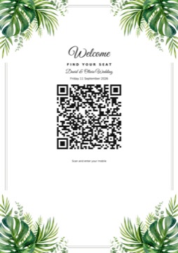 Tropical check-in barcode sign sample